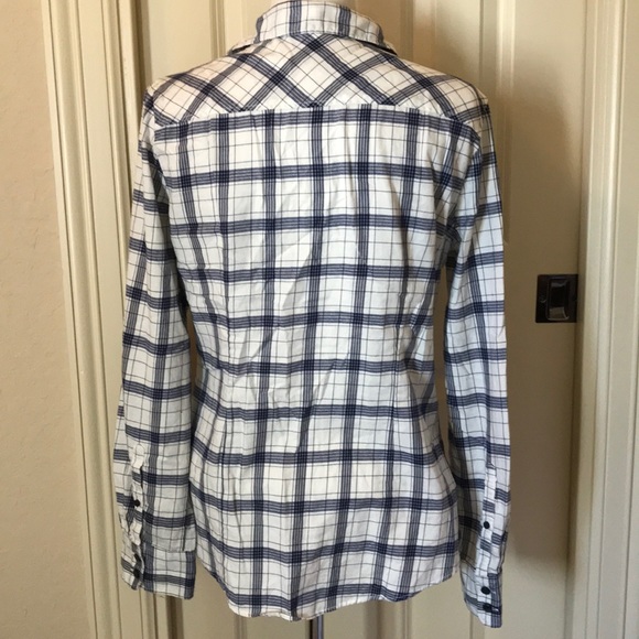 J. Crew Navy/cream shirt size M - Picture 2 of 4